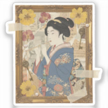 Elegant Ukiyoe Collage Art – Vintage JP Beauty