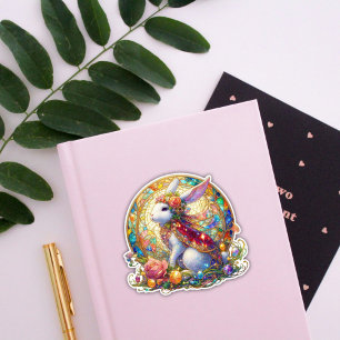 Sticker Élégant verre tendu Art Nouveau Rabbit de Pâques