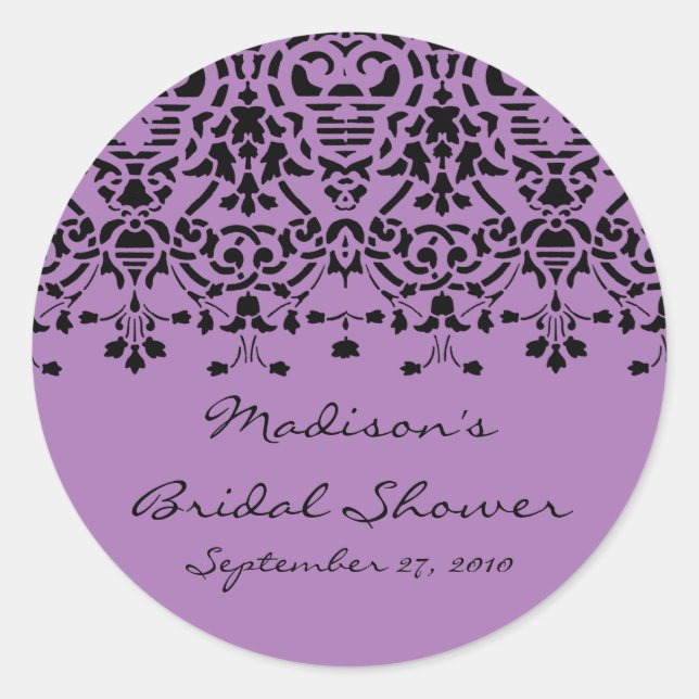 Sticker élégant violet et noir Damask Bride (Devant)