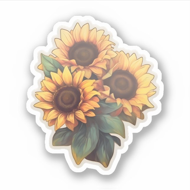 Sticker Elégante aquarelle tournesol floral (Devant)