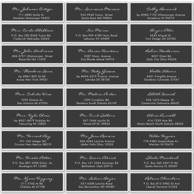 Sticker Élégante calligraphie Mariage noir et blanc invité (Devant)