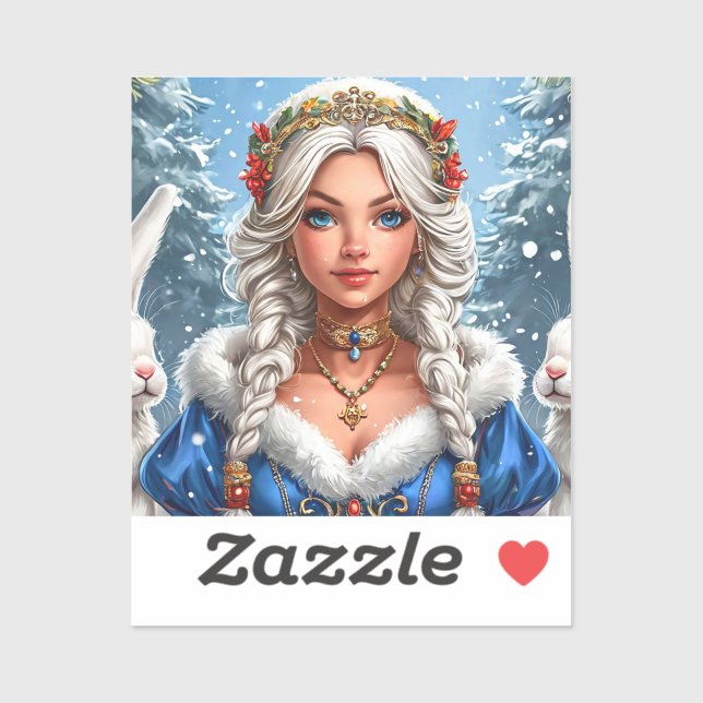Sticker ✨ Élégante charme hivernal de la jeune fille de ne (Feuille)