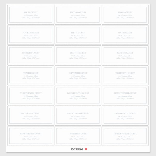 Sticker Elégante Dusty Blue Classic Script Adresse du clie (Feuille)