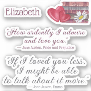 Sticker Élégante Jane Austen Love Citations de livre cadea