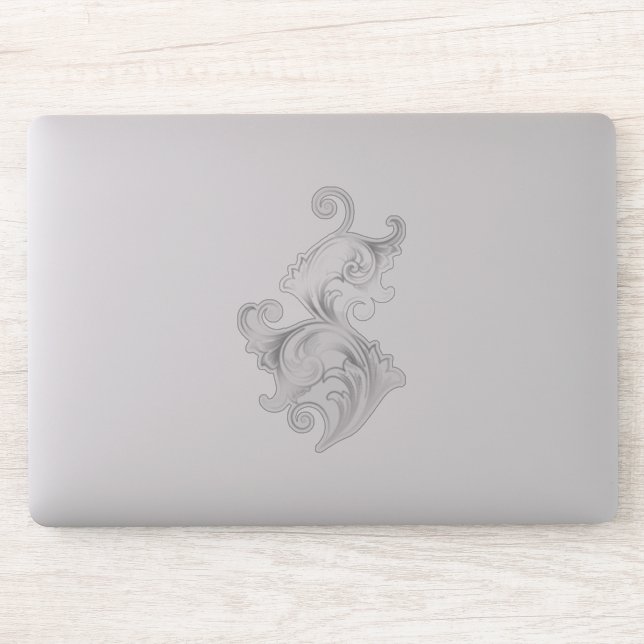 Sticker Élégants Tourbillons Floraux Argentés (Ordinateur)