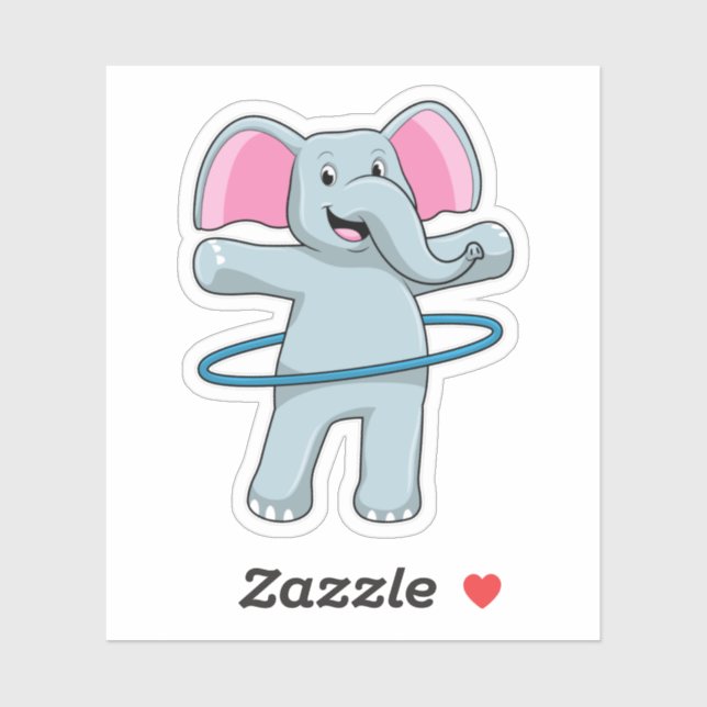 Sticker Eléphant à Fitness avec pneus Fitness (Feuille)