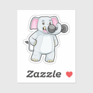 Sticker Elephant à Strenght entraînement avec Dumbbell