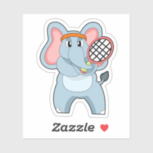 Sticker Elephant au Tennis avec raquette de tennis