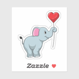 Sticker Eléphant avec ballon cardiaque