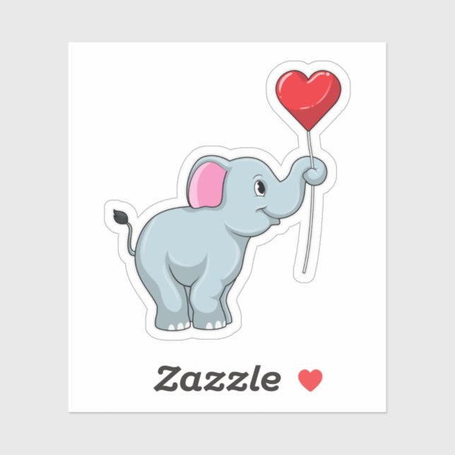 Sticker Eléphant avec ballon cardiaque (Feuille)