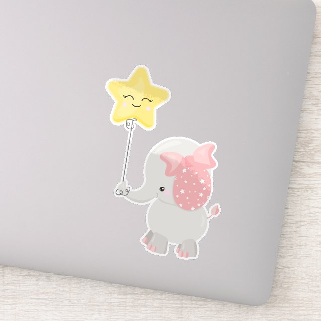 Sticker Eléphant Avec Balloon, Couronne, Eléphant mignon,  (Détail)