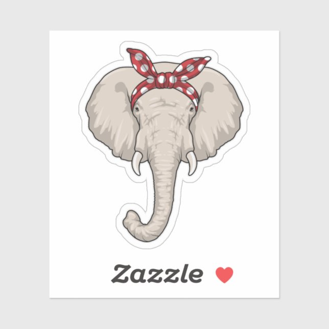 Sticker Eléphant avec Bandana (Feuille)