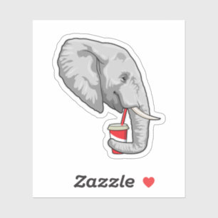 Sticker Eléphant avec boisson