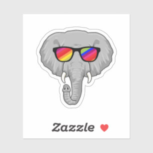 Sticker Eléphant avec lunettes de soleil