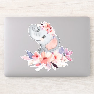 Sticker Eléphant Bébé En Fleurs