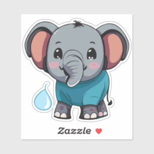 Sticker Eléphant Bébé mignon vaporisant de l'eau du tronc
