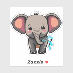 Sticker Eléphant Bébé mignon vaporisant de l'eau du tronc