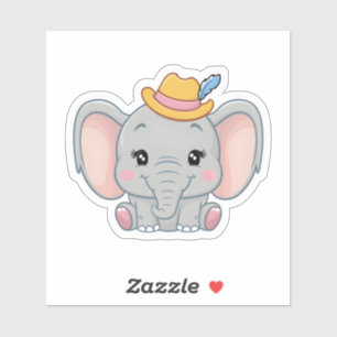 Sticker Eléphant bébé souriant avec des joues blanches, ka