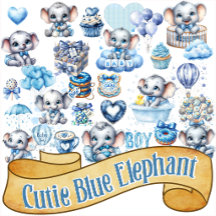 Éléphant Bleu Mignon - Petit Cacahuète
