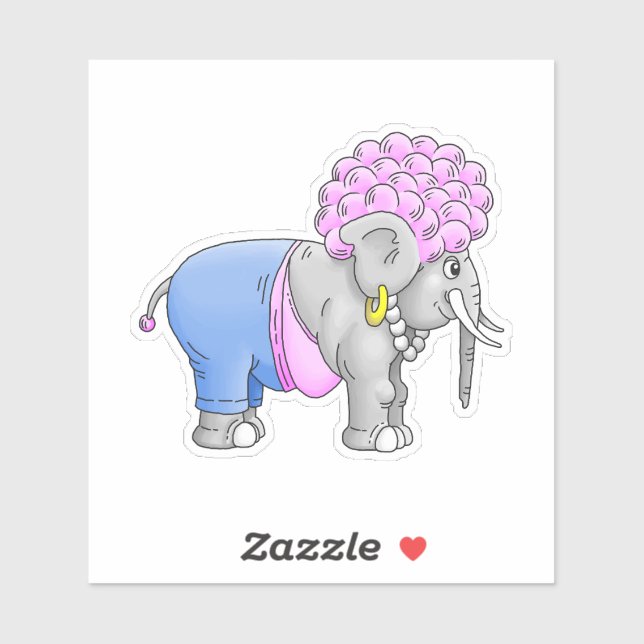 Sticker Éléphant bouclé mignon (Feuille)