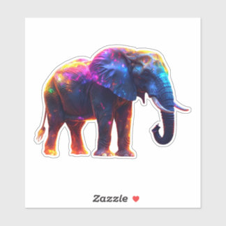 Sticker Éléphant Coloré Mignon