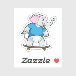 Sticker Elephant comme patineur avec skateboard