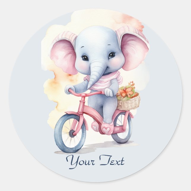 Sticker Eléphant Cyclisme Aquarelle (Devant)
