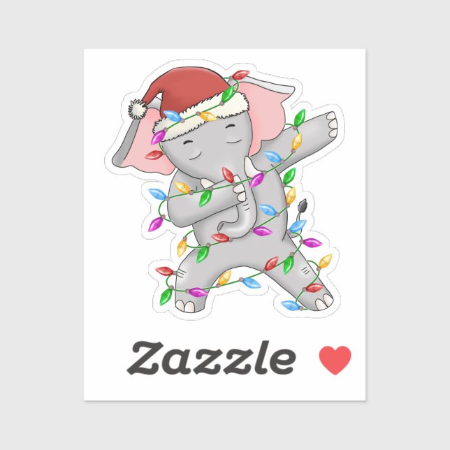 Sticker Elephant dab dabbin favori lumières de Noël (Feuille)