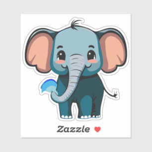 Sticker Éléphant de bébé mignon pulvérisant de l'eau de so