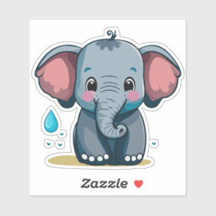Sticker Éléphant de bébé mignon qui pulvérise de l'eau de 