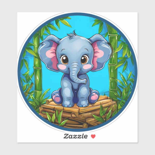 Sticker Éléphant de dessin animé (Feuille)