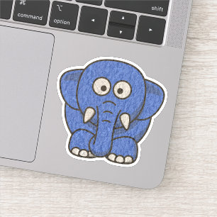 Sticker Eléphant de dessin animé bleu