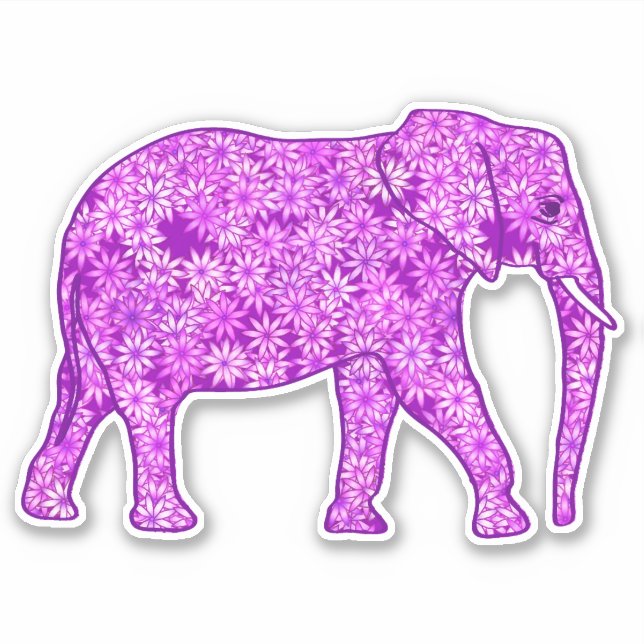 Sticker Eléphant de fleur, Améthyste pourpre et orchidée (Devant)