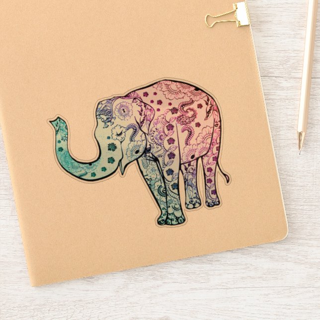 Sticker éléphant de Mandala (Carnet)