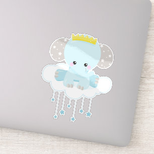 Sticker Eléphant, Eléphant Sur Un Nuage, Couronne, Étoiles
