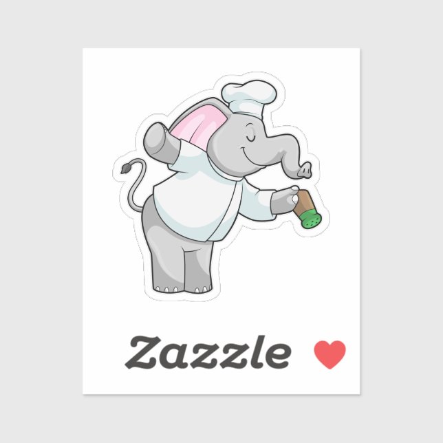 Sticker Elephant en chef avec shaker de sel (Feuille)
