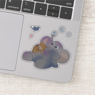 Sticker Éléphant et chaton