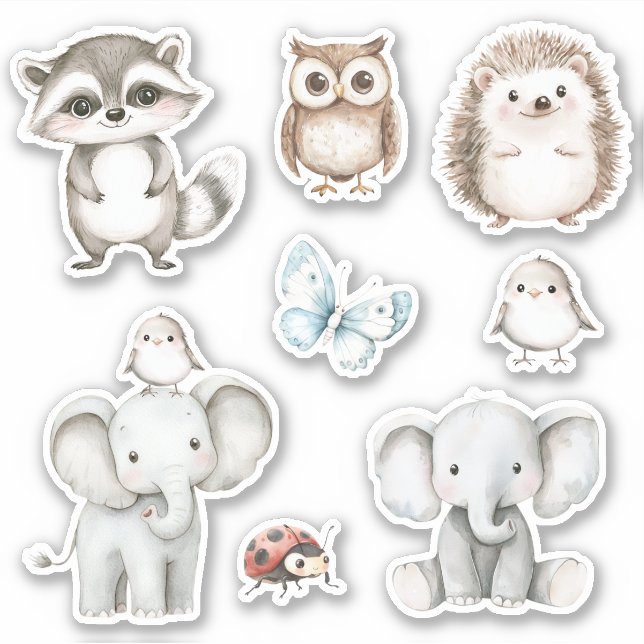 Sticker Éléphant et oiseau meilleurs amis (Devant)