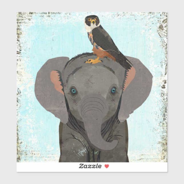 STICKER ÉLÉPHANT & FAUCON (Feuille)