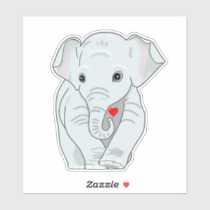Sticker Éléphant Jeune Mignon avec Cœur