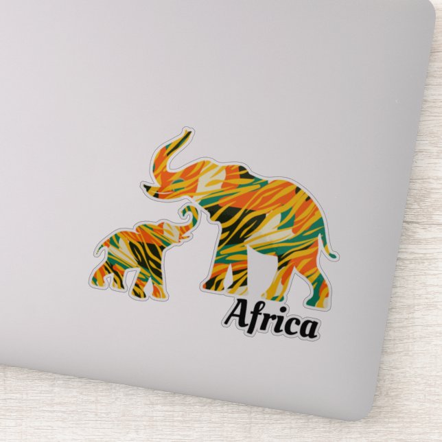 Sticker Eléphant mère et bébé | Motif africain (Détail)