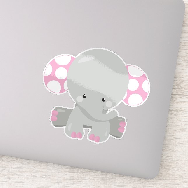 Sticker Eléphant mignon, petit éléphant - gris rose (Détail)