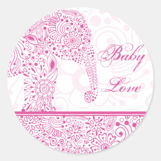 Sticker Eléphant Pink Baby Love (Devant)