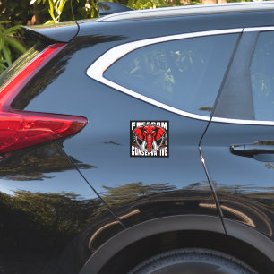 Sticker Eléphant rouge   Faith Family Freedom Conservatric