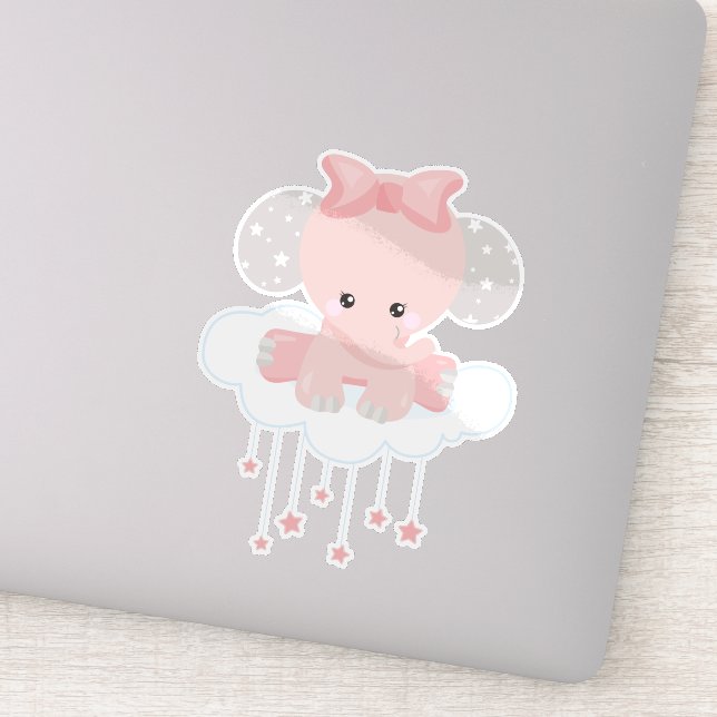 Sticker Eléphant Sur Un Nuage, Eléphant Mélange, Couronne, (Détail)