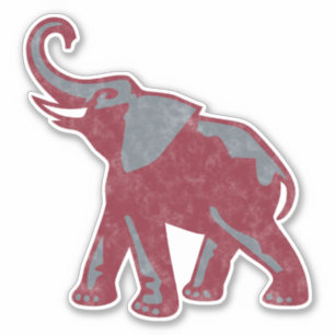 Sticker Eléphant Vintage (Crimson & Grey)