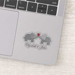 Sticker Éléphants adorables amoureux - Personnalisé