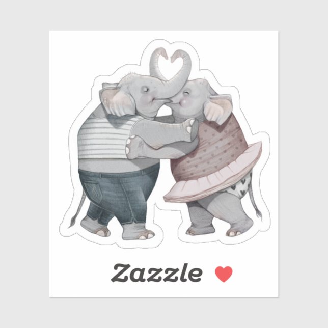 Sticker Elephants en amour (Feuille)