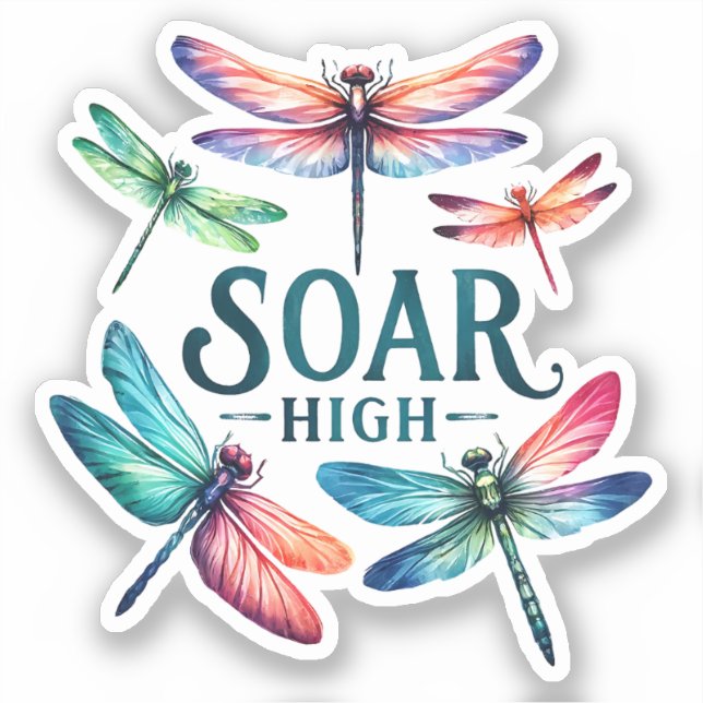Sticker Élevée - Dragonfly Colorated Inspirational (Recto)