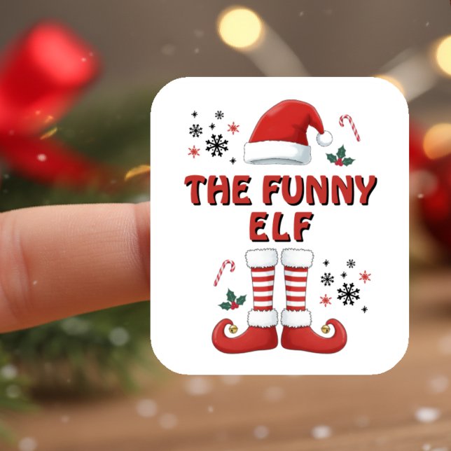 Sticker Elf Boots Santa Claus Casquette Blanc Noël (Elf Boots Santa Claus Hat White Christmas Sticker
)